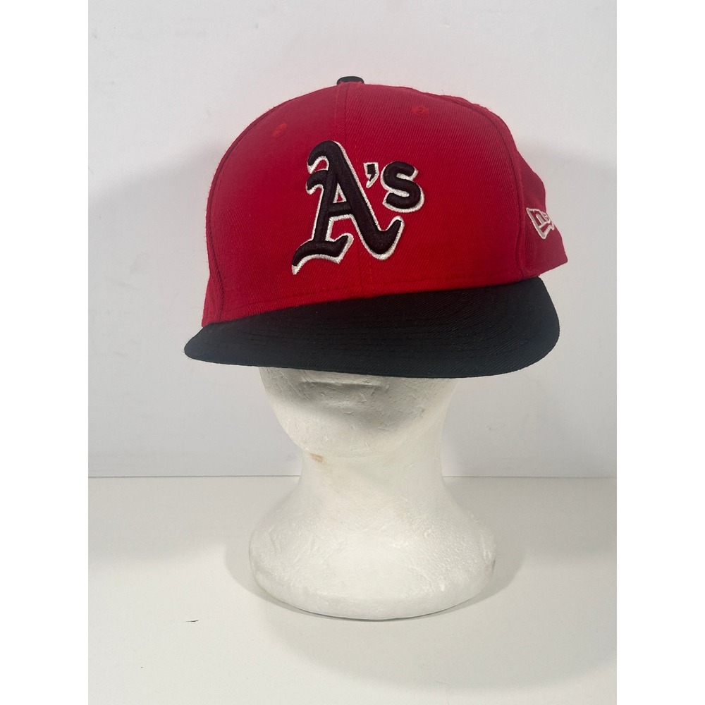 New Era 59FIFTY Oakland Athletics MLB Fitted Hat Red Black Size 7 1/2 A's Cap